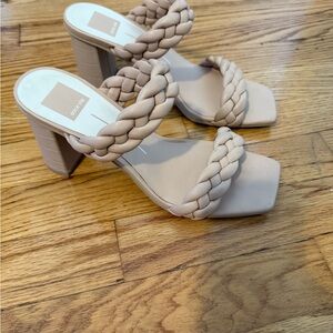 Dolce vita Paily sandals braided faux leather nude block heel square toe